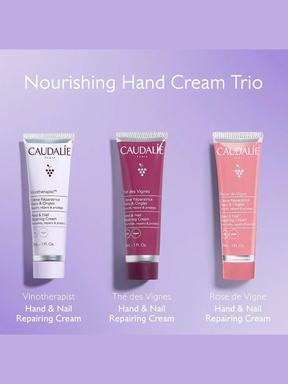 Caudalie Nourishing Hand Cream Trio 3 Full Size 1 oz BNIB Gift Set